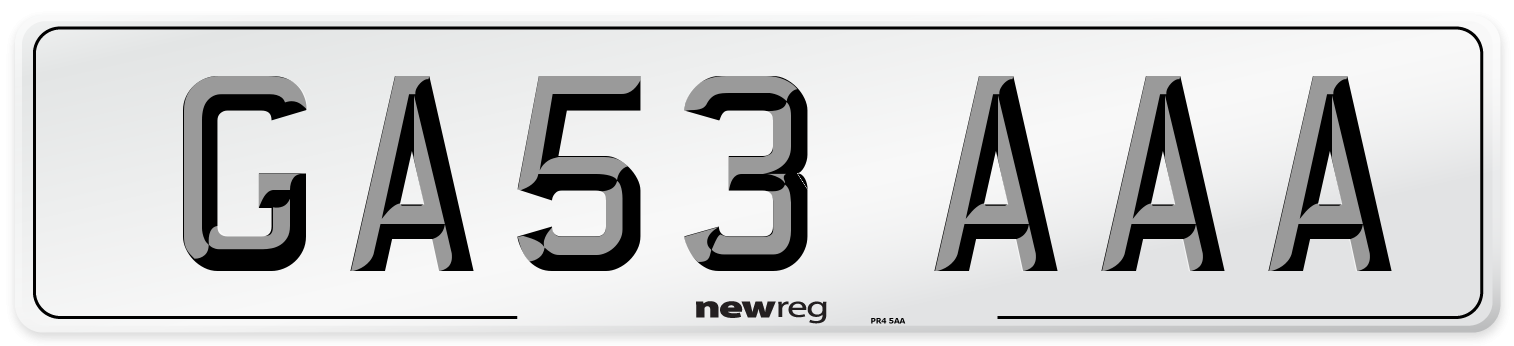 GA53 AAA Number Plate from New Reg